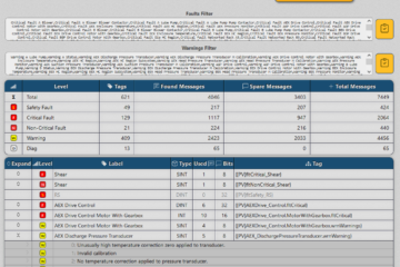 Screenshot of web application generating an importable alarm list for ever alarm message in the PLC.