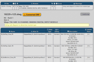 Example of tag aliases generated from a page of an electrical schematic.
